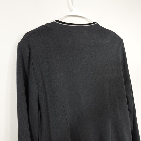 Exclusively Misook Grey Cardigan Open Front Black White Trim Shoulder Pads - Picture 9 of 10